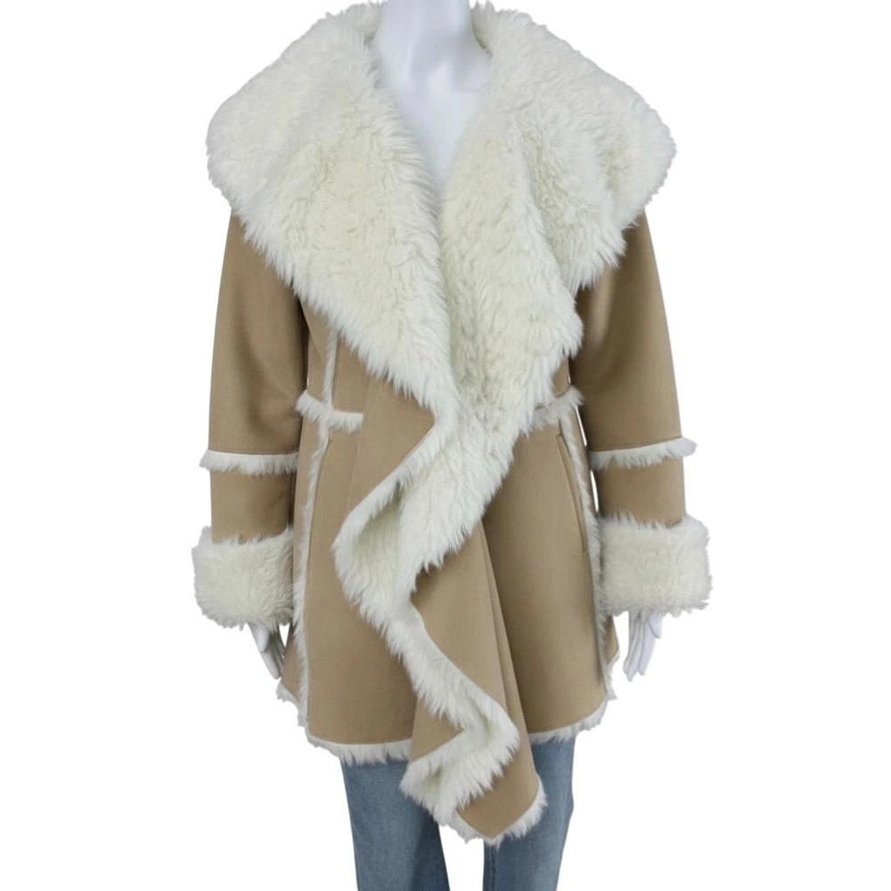 Donna Salyers Penny Lane Coat Size S Buff Beige Faux Suede Luxury Fabulous Furs